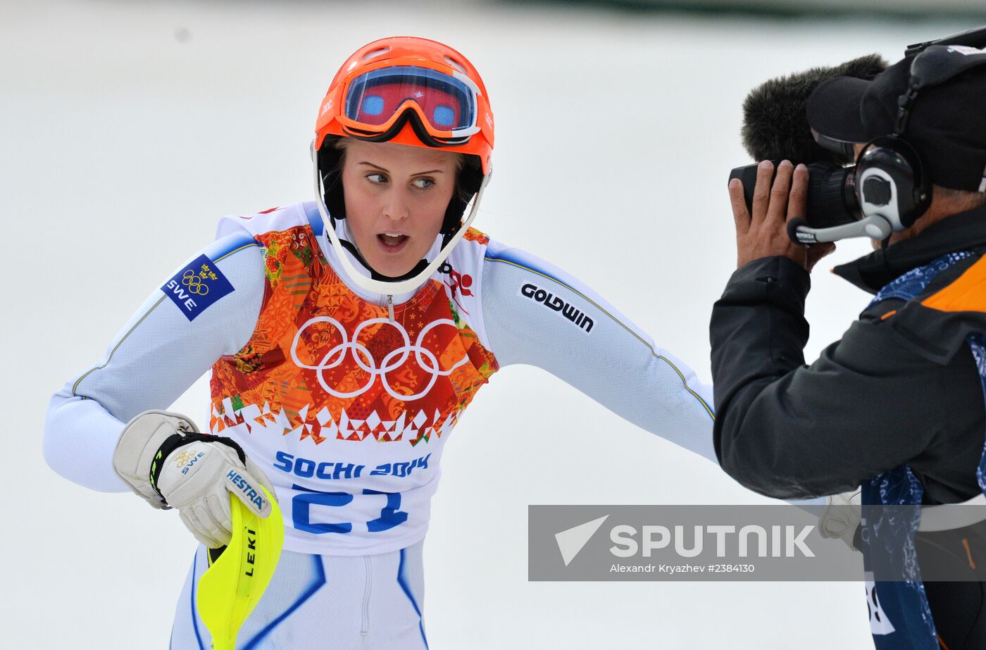 2014 Winter Olympics. Alpine skiing. Women. Slalom