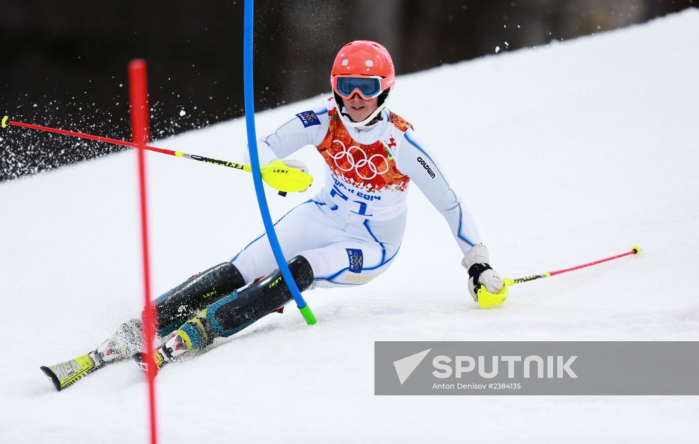 2014 Winter Olympics. Alpine skiing. Women. Slalom