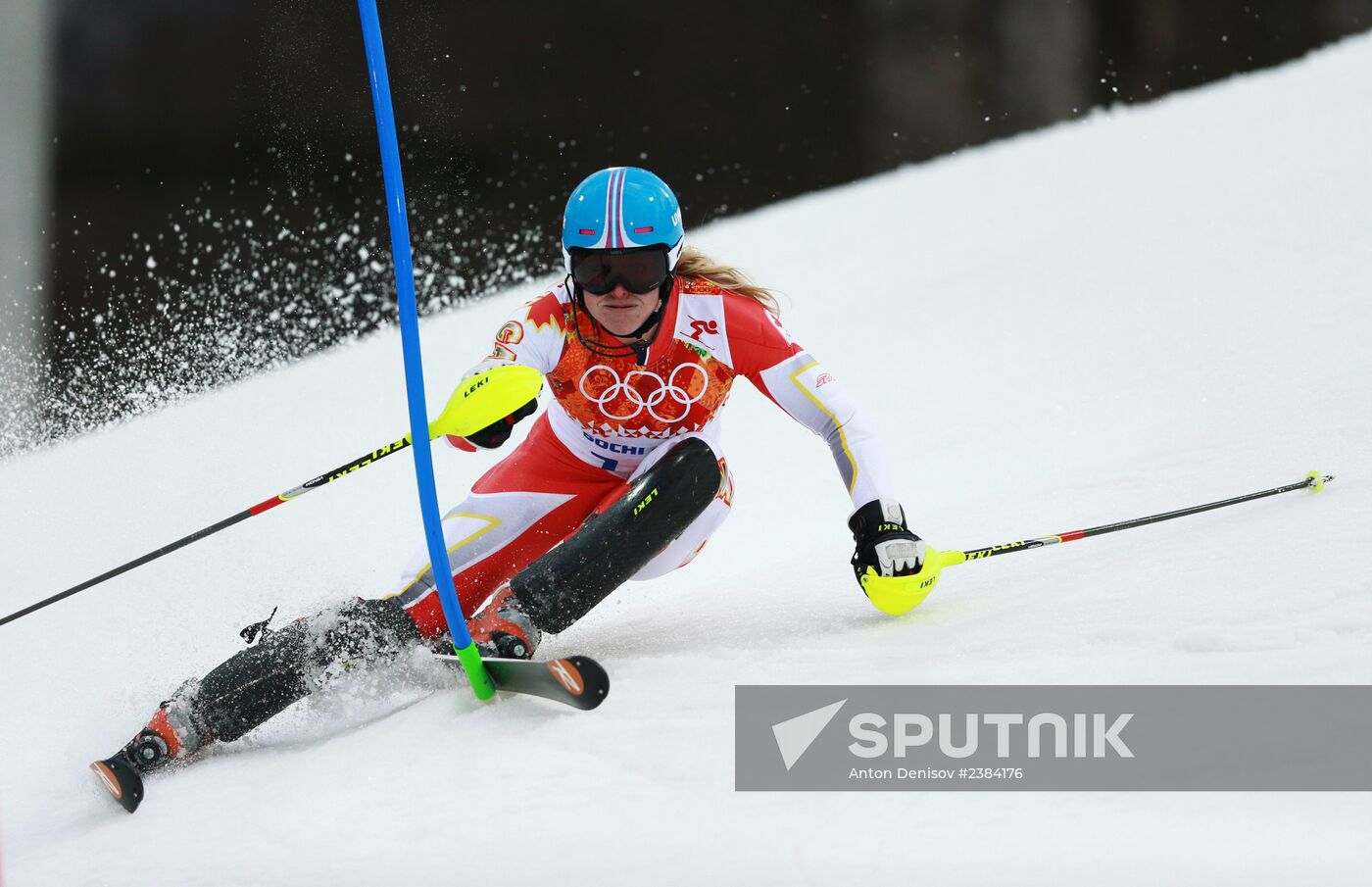 2014 Winter Olympics. Alpine skiing. Women. Slalom