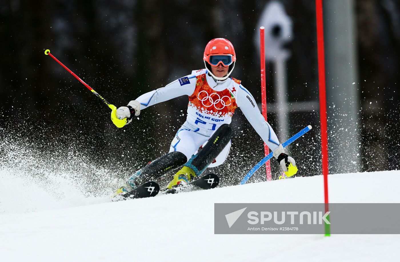 2014 Winter Olympics. Alpine skiing. Women. Slalom
