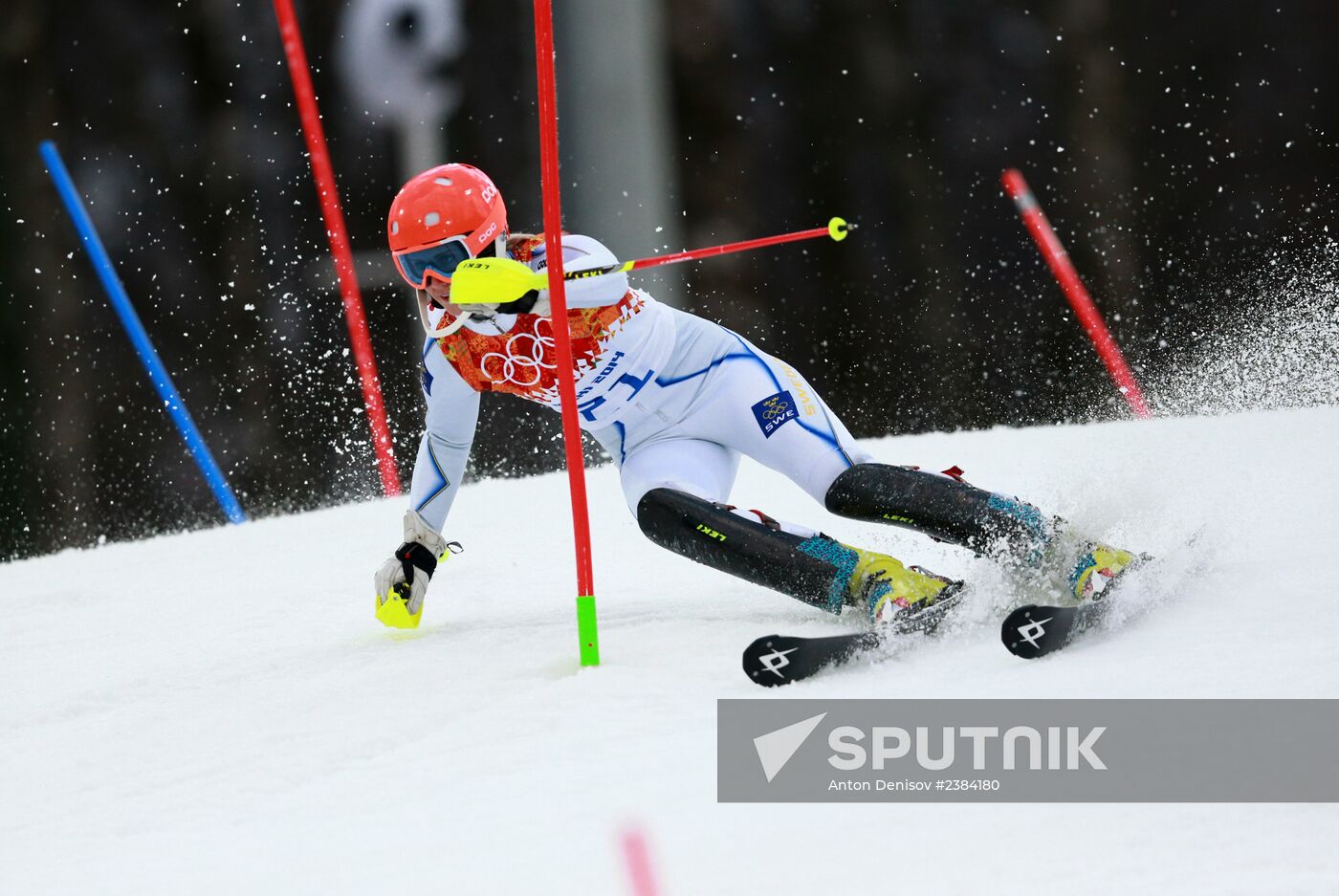 2014 Winter Olympics. Alpine skiing. Women. Slalom