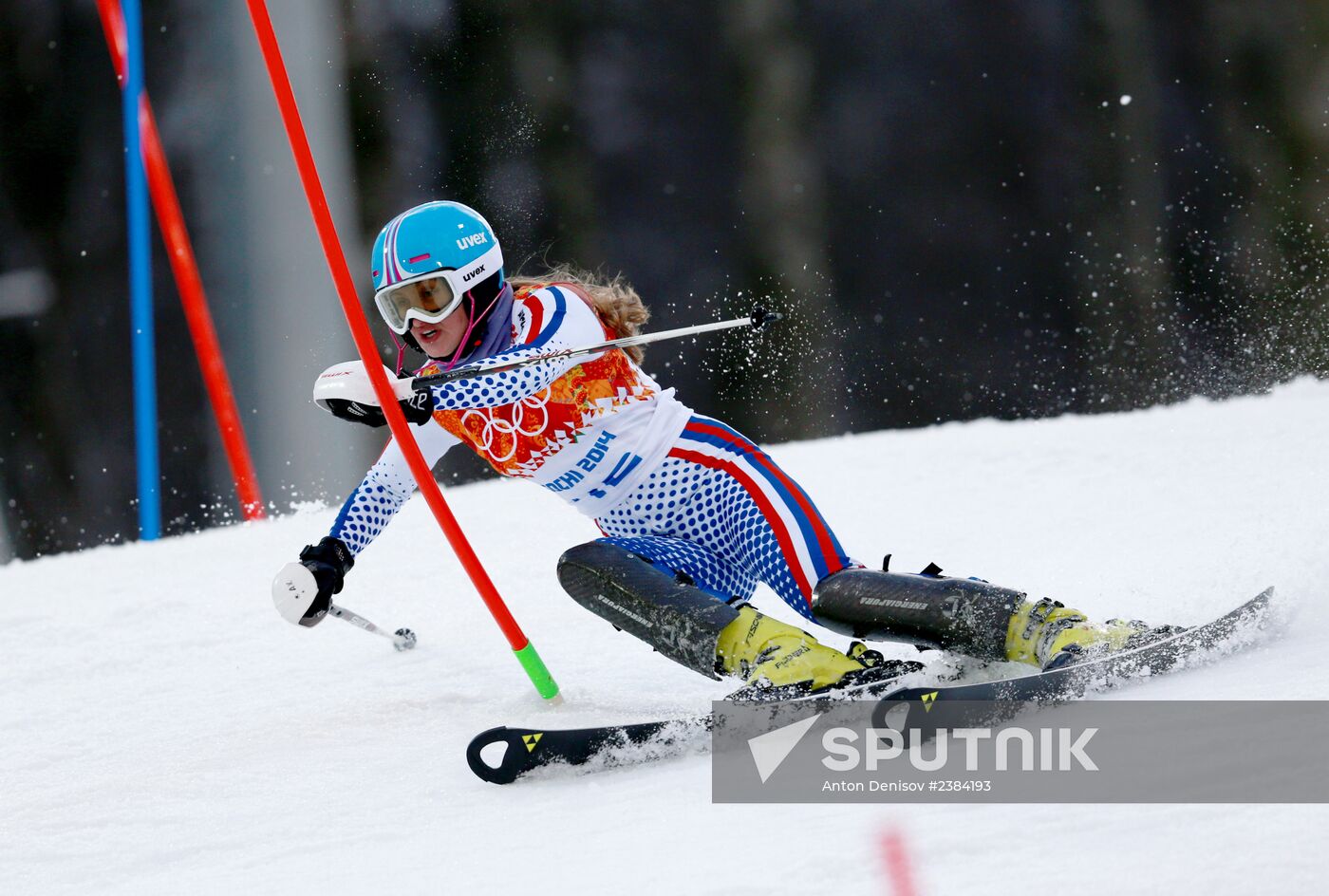 2014 Winter Olympics. Alpine skiing. Women. Slalom
