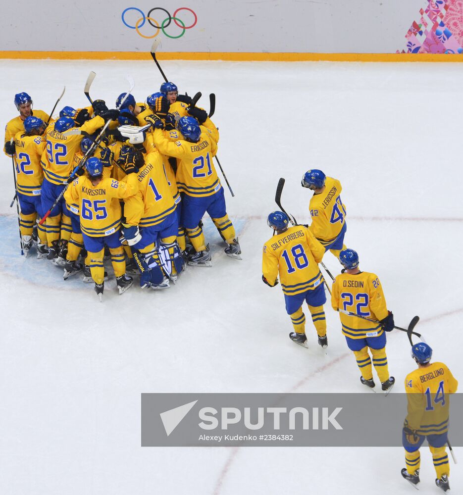2014 Winter Olympics. Ice hockey. Men. Sweden vs. Finland