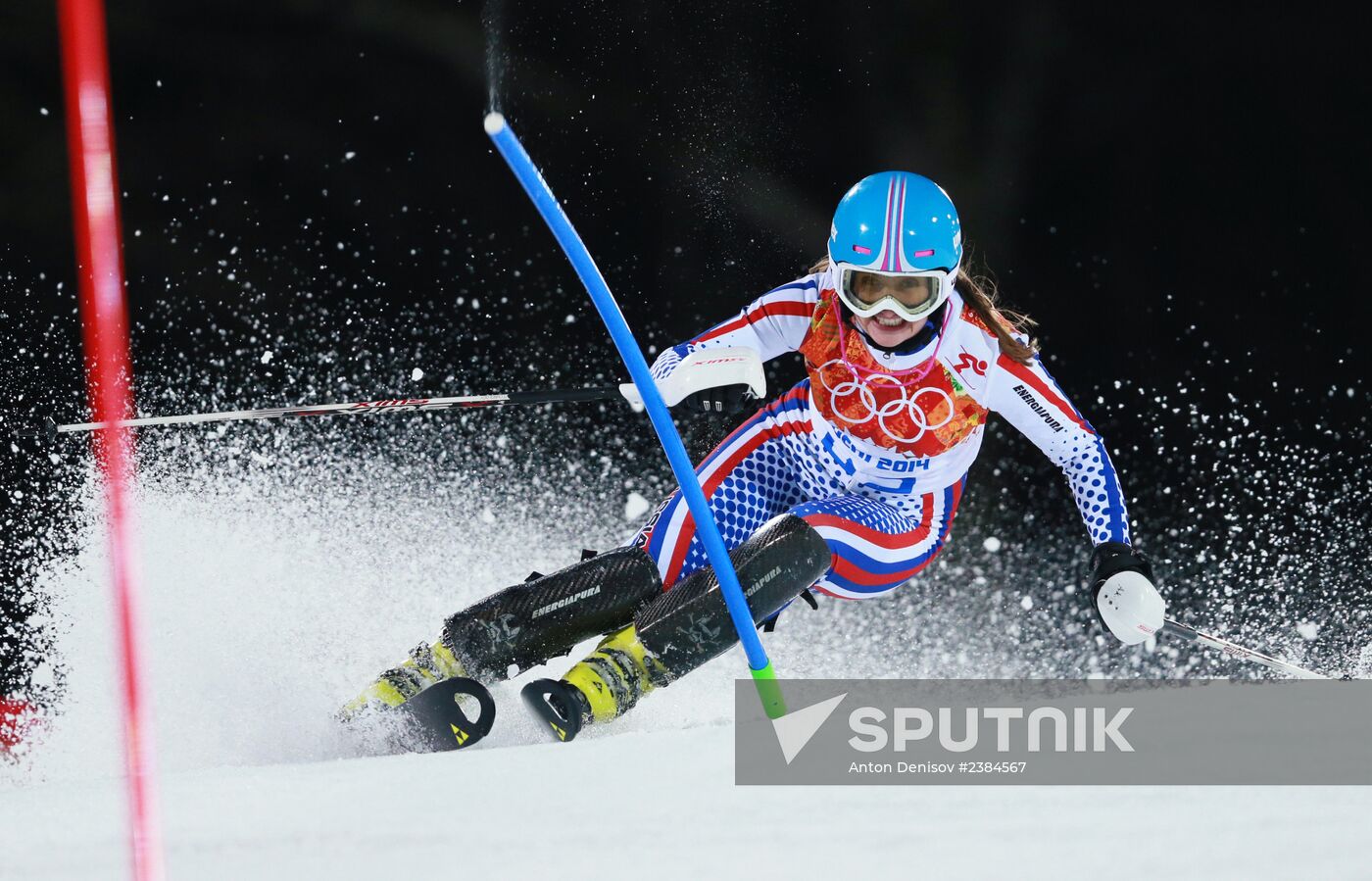 2014 Winter Olympics. Alpine skiing. Women. Slalom