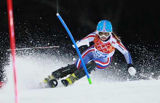 2014 Winter Olympics. Alpine skiing. Women. Slalom