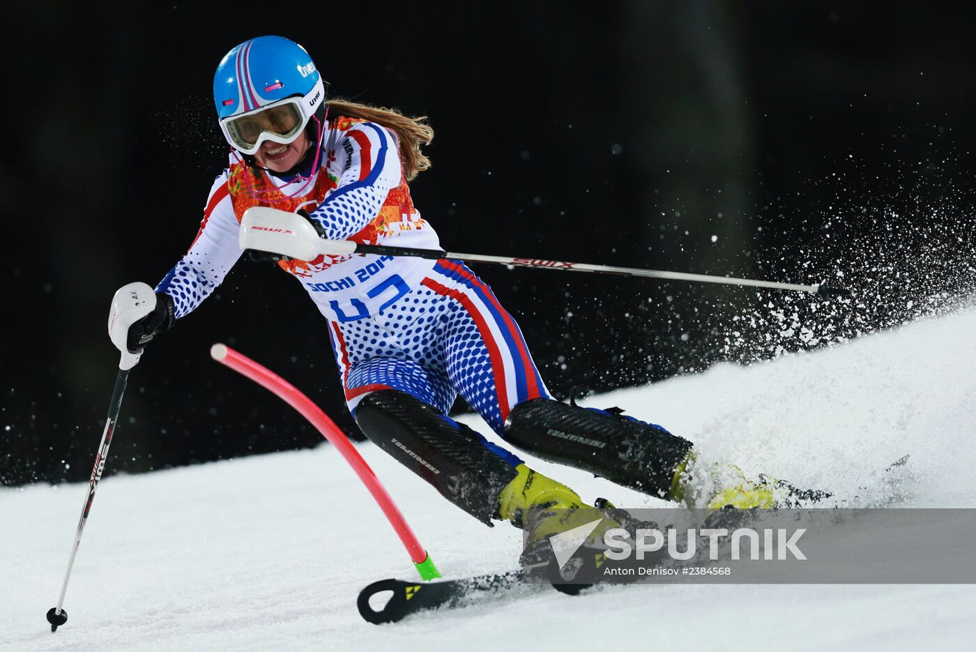 2014 Winter Olympics. Alpine skiing. Women. Slalom
