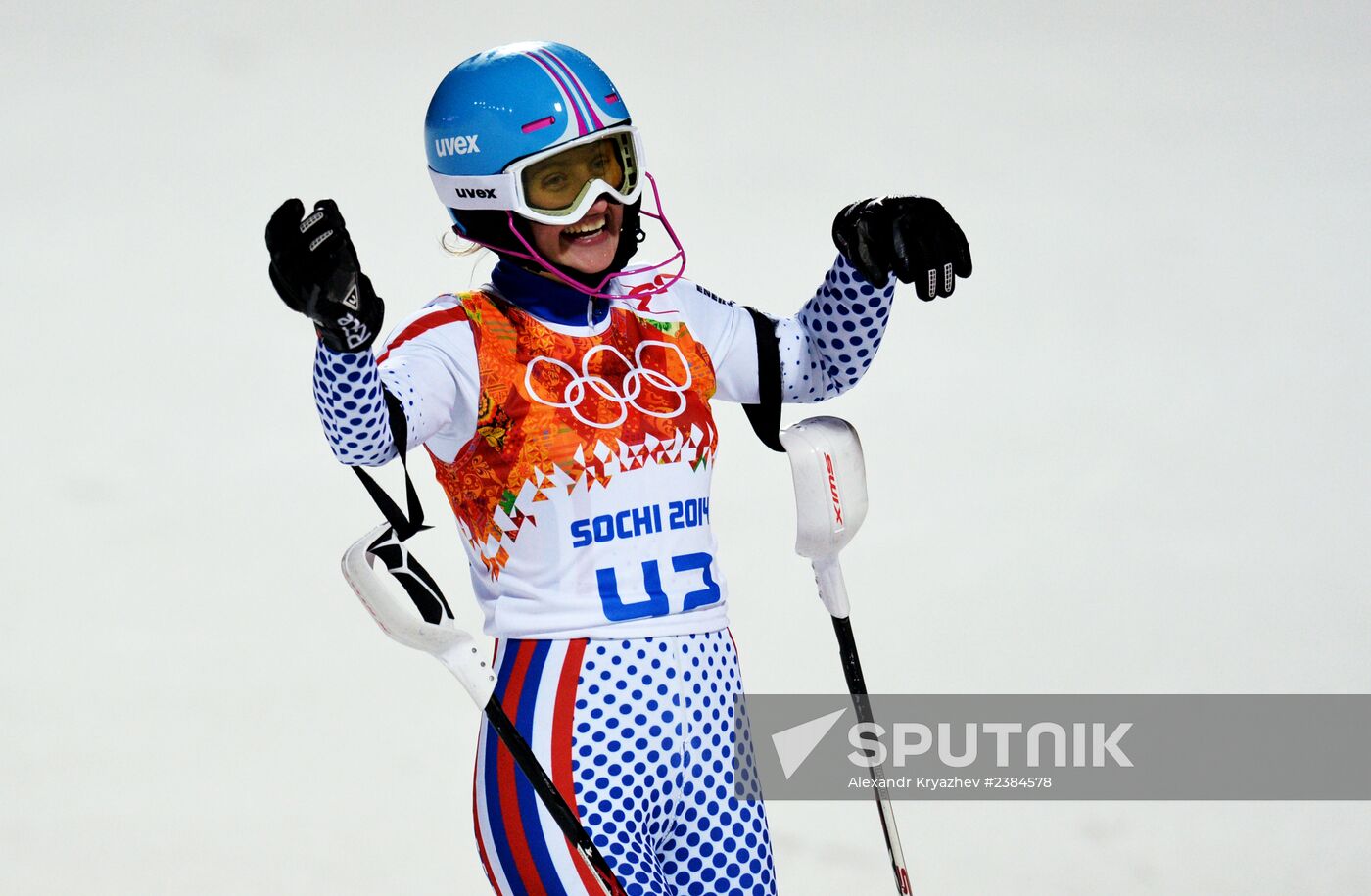 2014 Winter Olympics. Alpine skiing. Women. Slalom