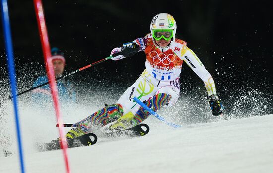 2014 Winter Olympics. Alpine skiing. Women. Slalom