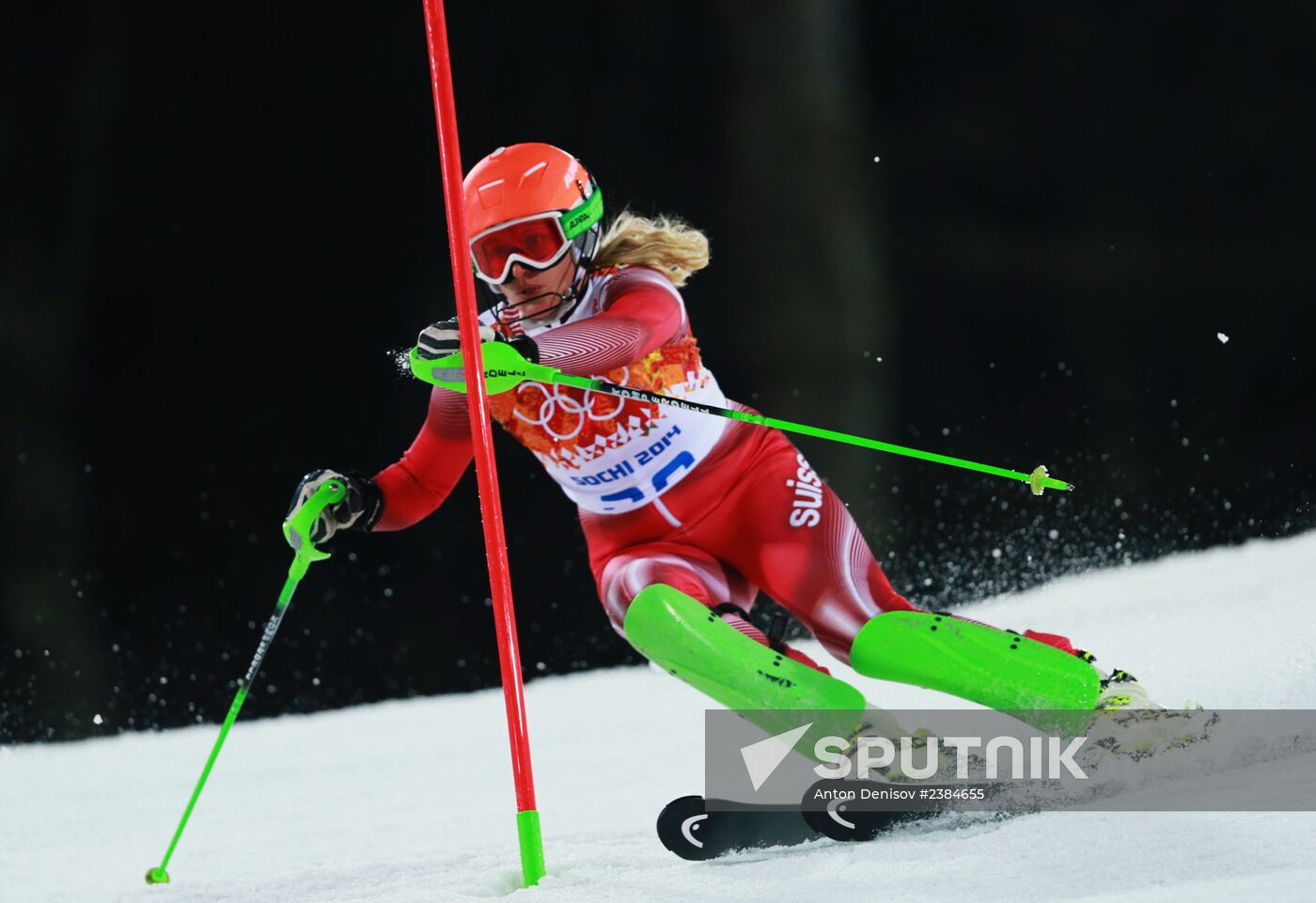 2014 Winter Olympics. Alpine skiing. Women. Slalom