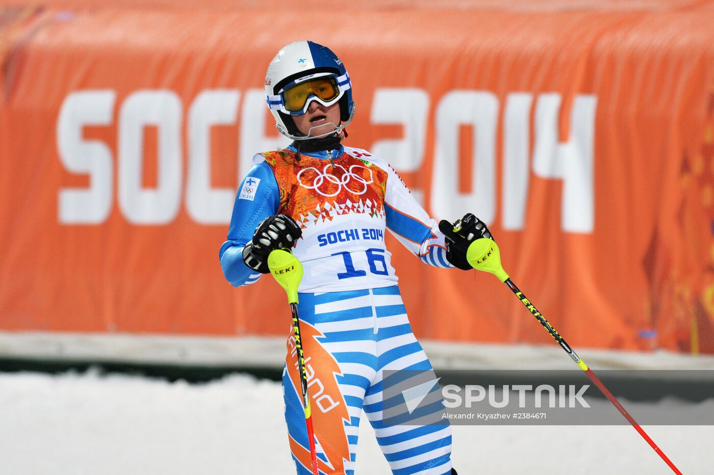 2014 Winter Olympics. Alpine skiing. Women. Slalom