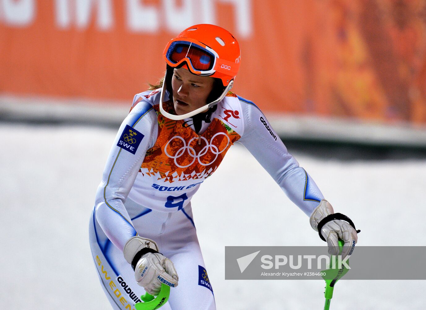 2014 Winter Olympics. Alpine skiing. Women. Slalom