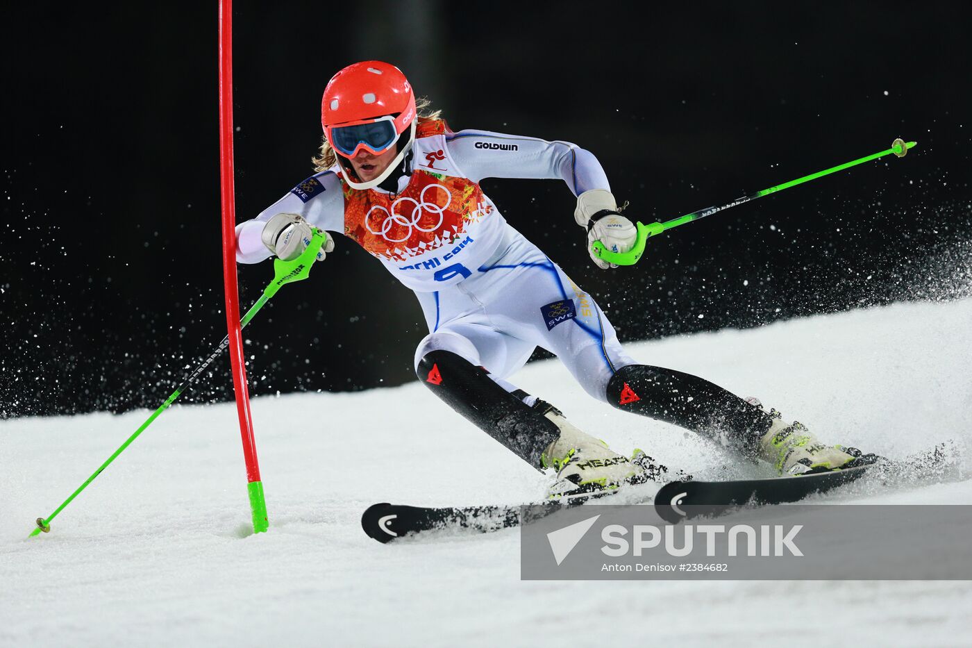 2014 Winter Olympics. Alpine skiing. Women. Slalom