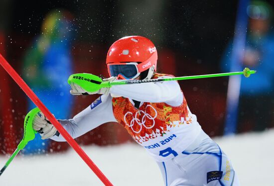 2014 Winter Olympics. Alpine skiing. Women. Slalom
