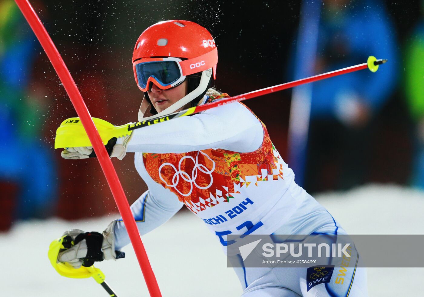 2014 Winter Olympics. Alpine skiing. Women. Slalom