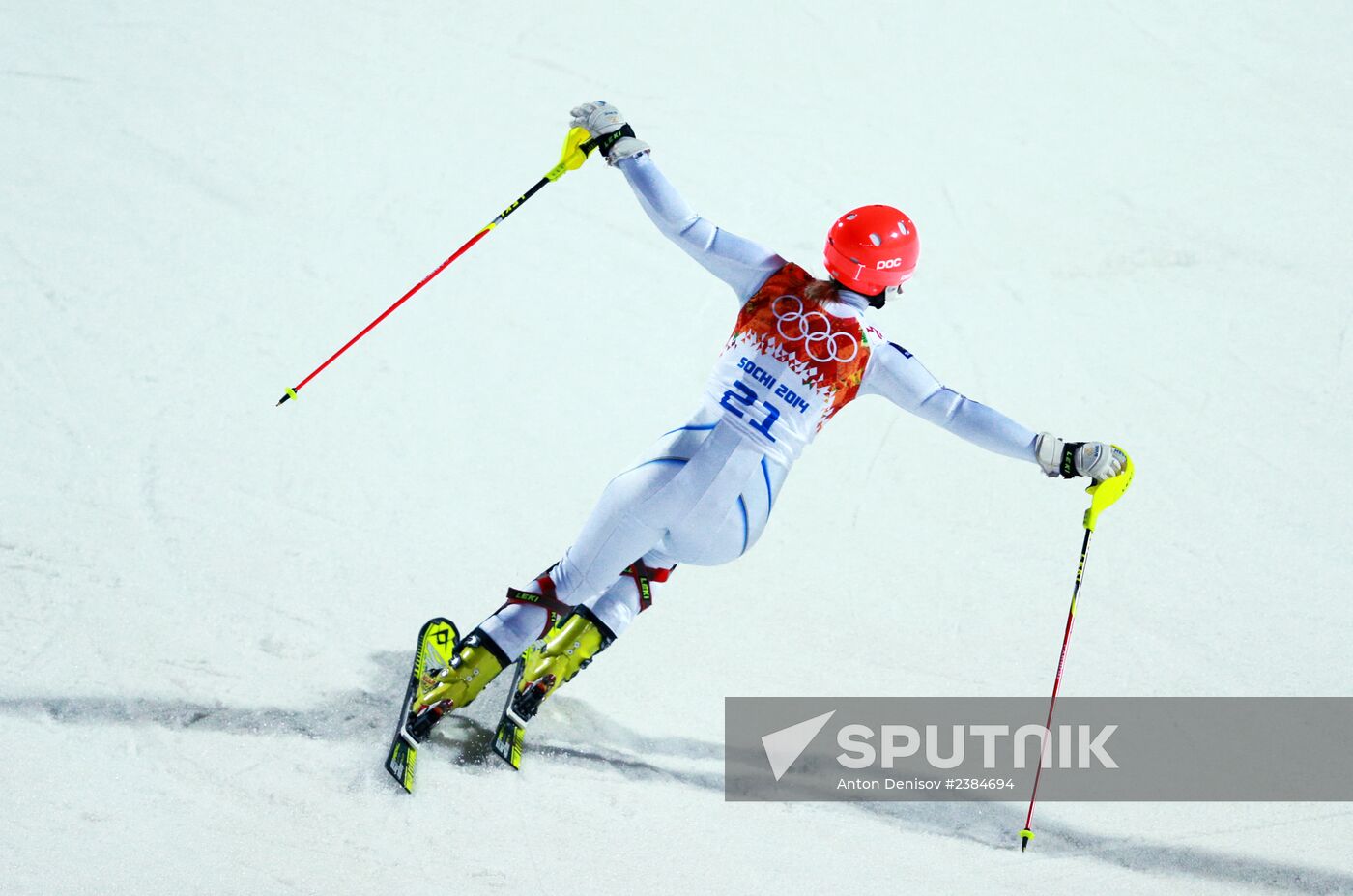 2014 Winter Olympics. Alpine skiing. Women. Slalom