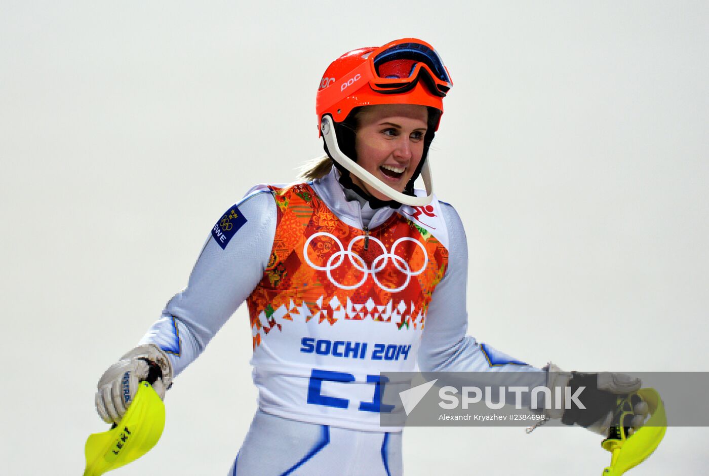 2014 Winter Olympics. Alpine skiing. Women. Slalom