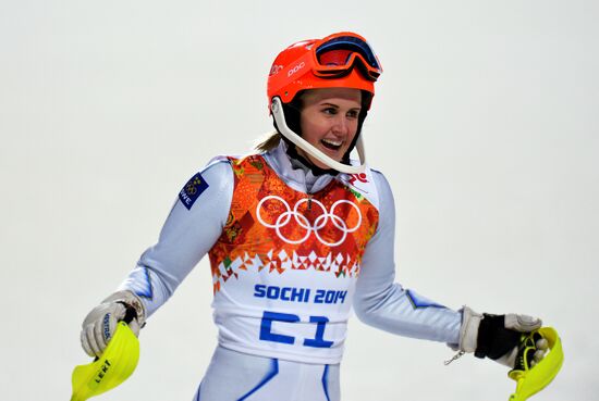 2014 Winter Olympics. Alpine skiing. Women. Slalom