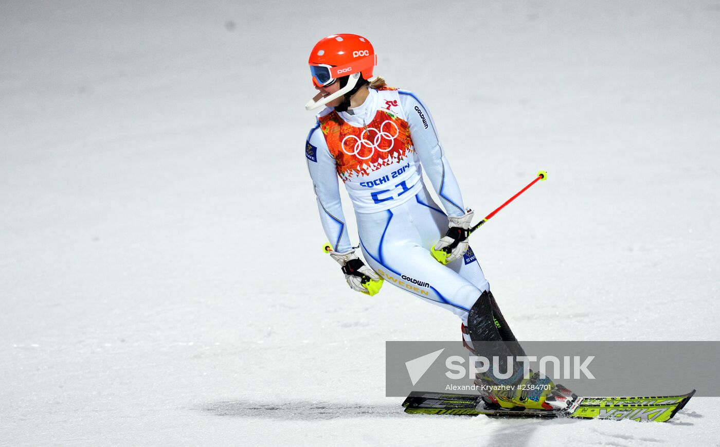 2014 Winter Olympics. Alpine skiing. Women. Slalom