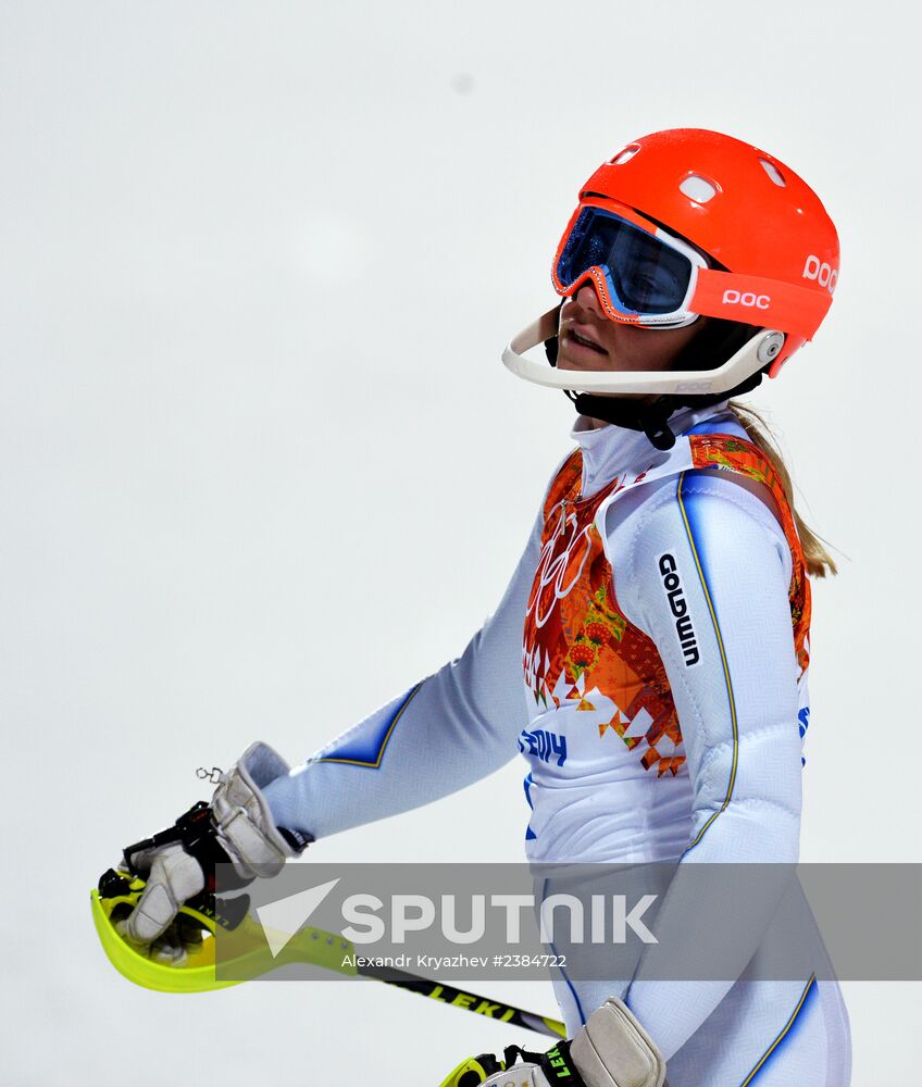 2014 Winter Olympics. Alpine skiing. Women. Slalom