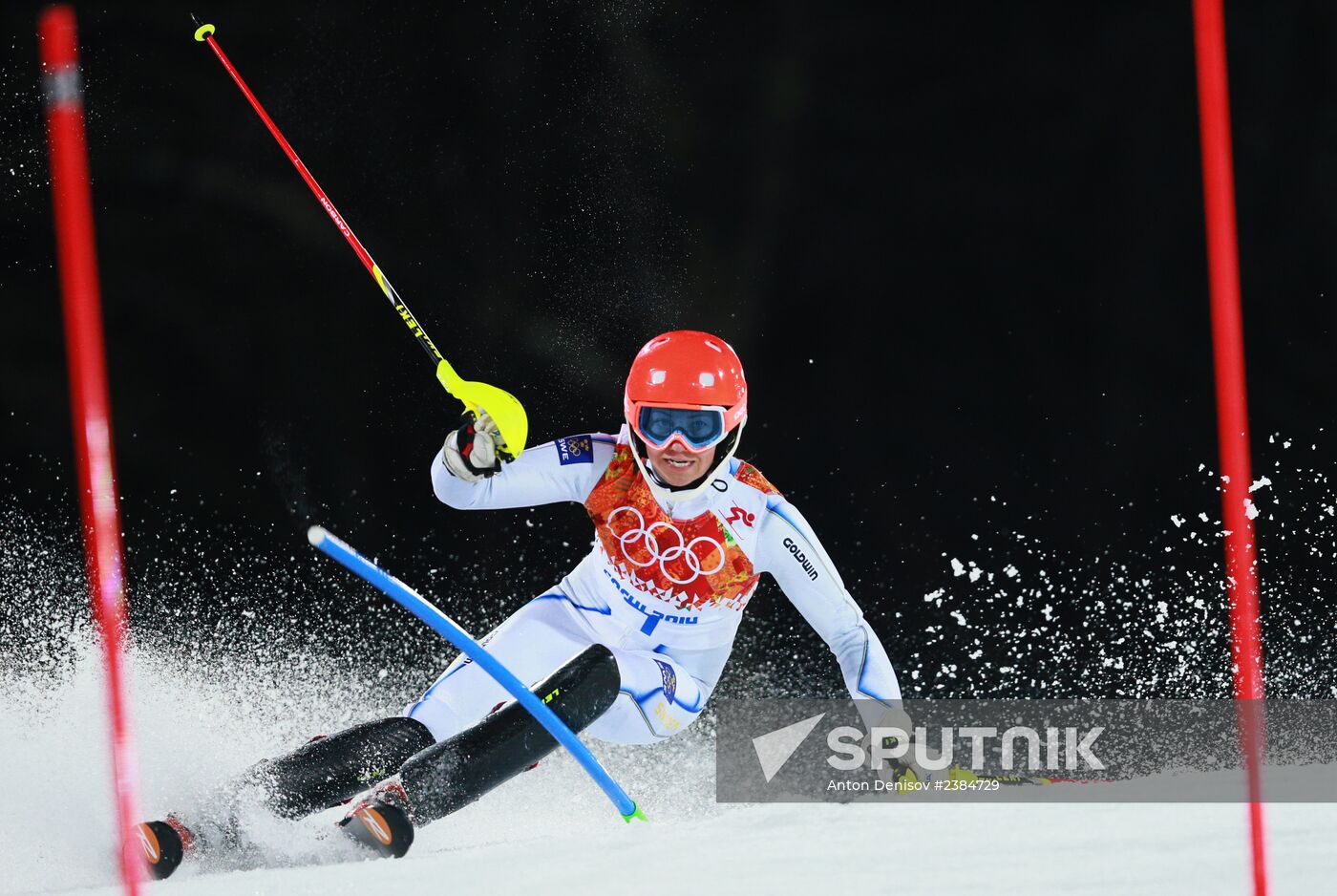 2014 Winter Olympics. Alpine skiing. Women. Slalom