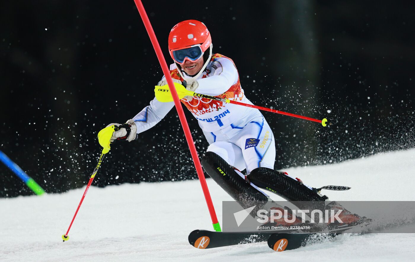 2014 Winter Olympics. Alpine skiing. Women. Slalom