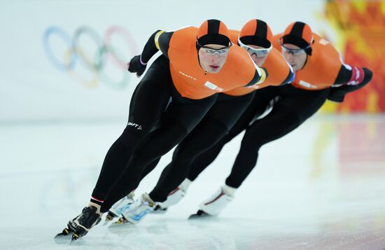 2014 Winter Olympics. Speed skating. Women. Team pursuit. Preliminary rounds.