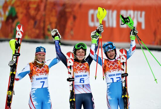2014 Winter Olympics. Alpine skiing. Women. Slalom