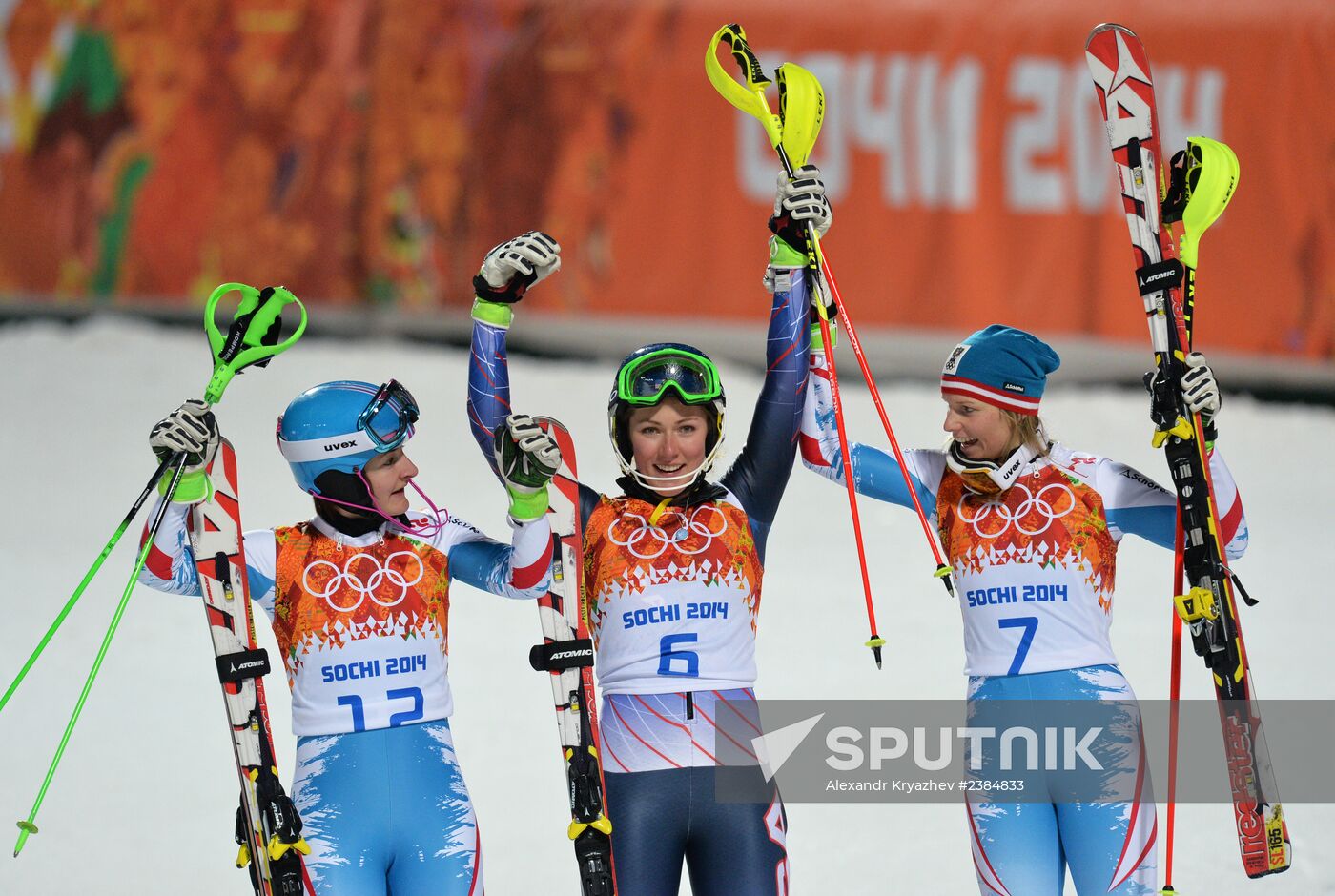 2014 Winter Olympics. Alpine skiing. Women. Slalom