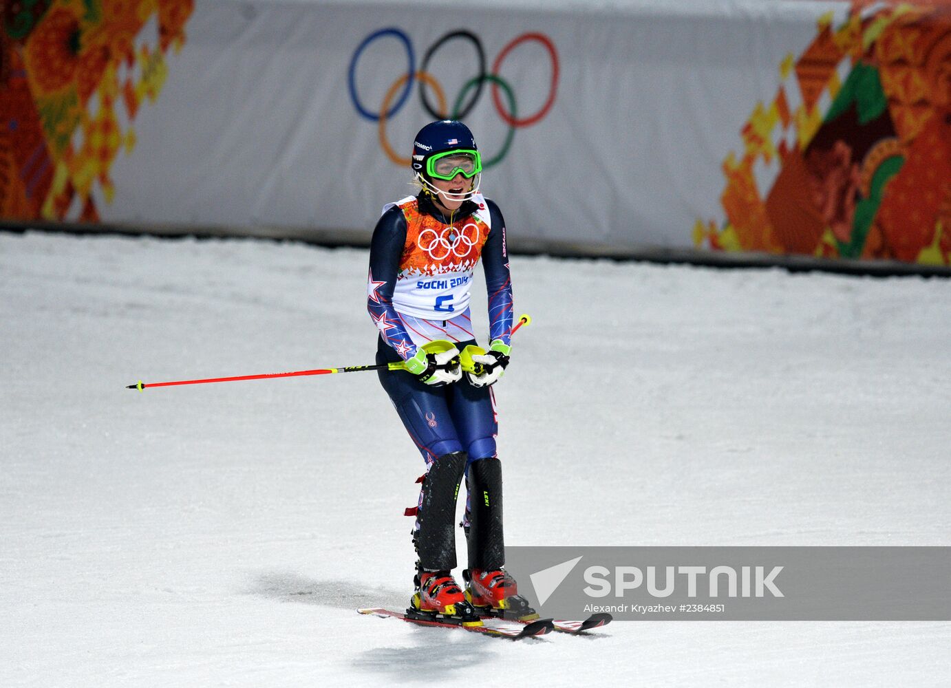 2014 Winter Olympics. Alpine skiing. Women. Slalom
