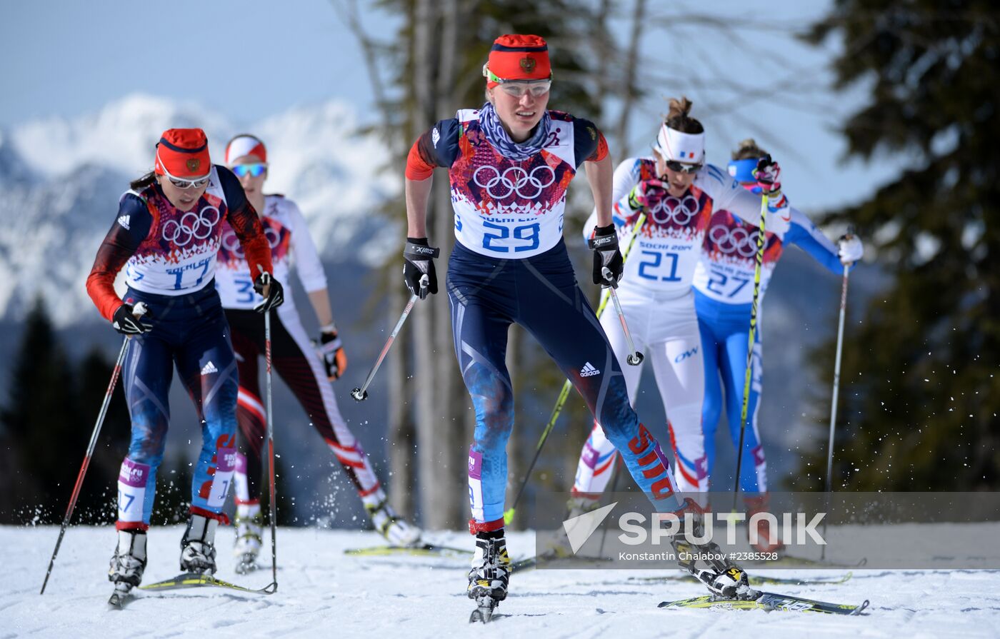 2014 Winter Olympics. Cross-country skiing. Women. Mass start race