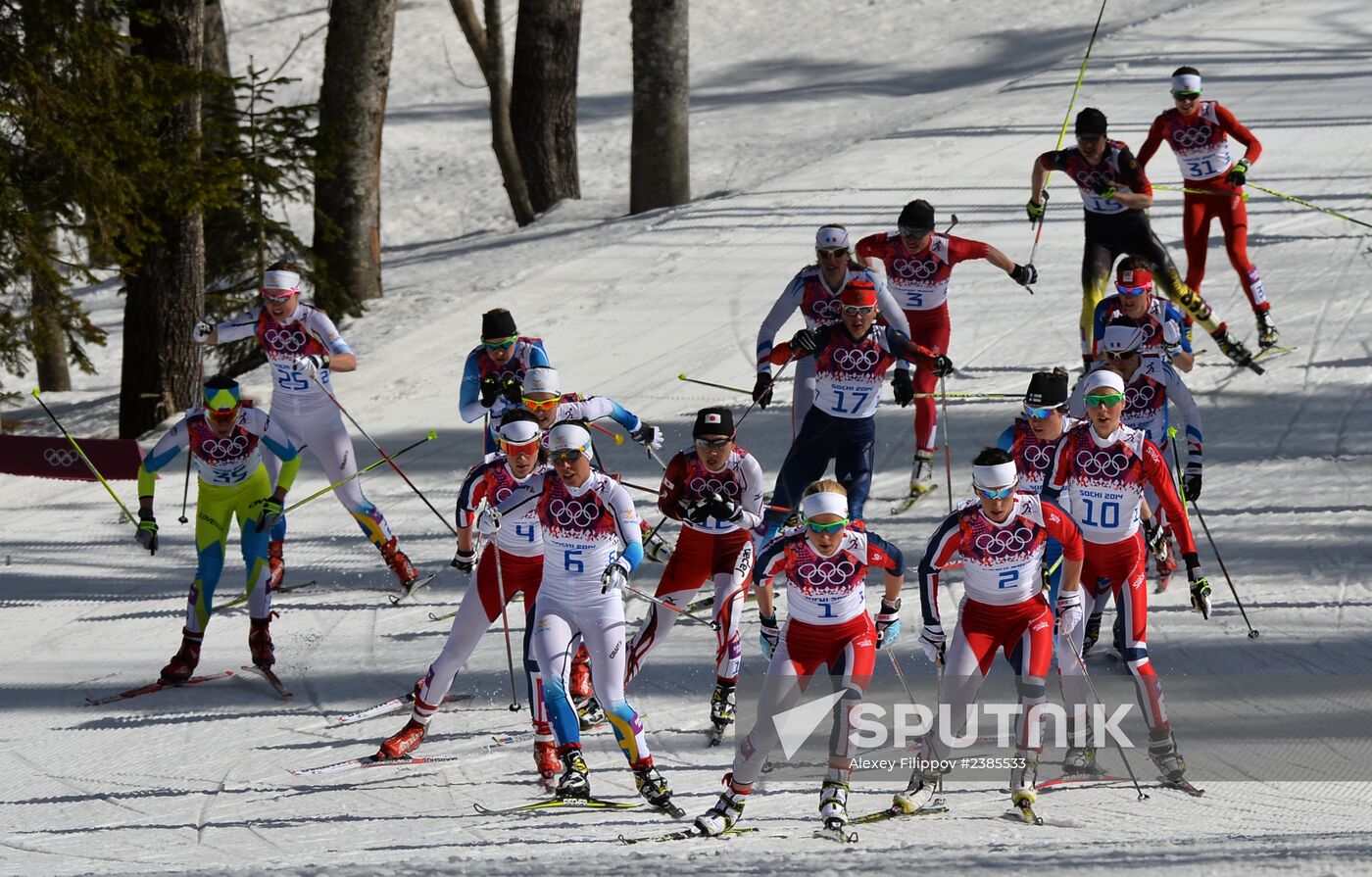 2014 Winter Olympics. Cross-country skiing. Women. Mass start race