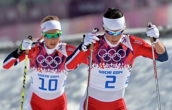 2014 Winter Olympics. Cross-country skiing. Women. Mass start race