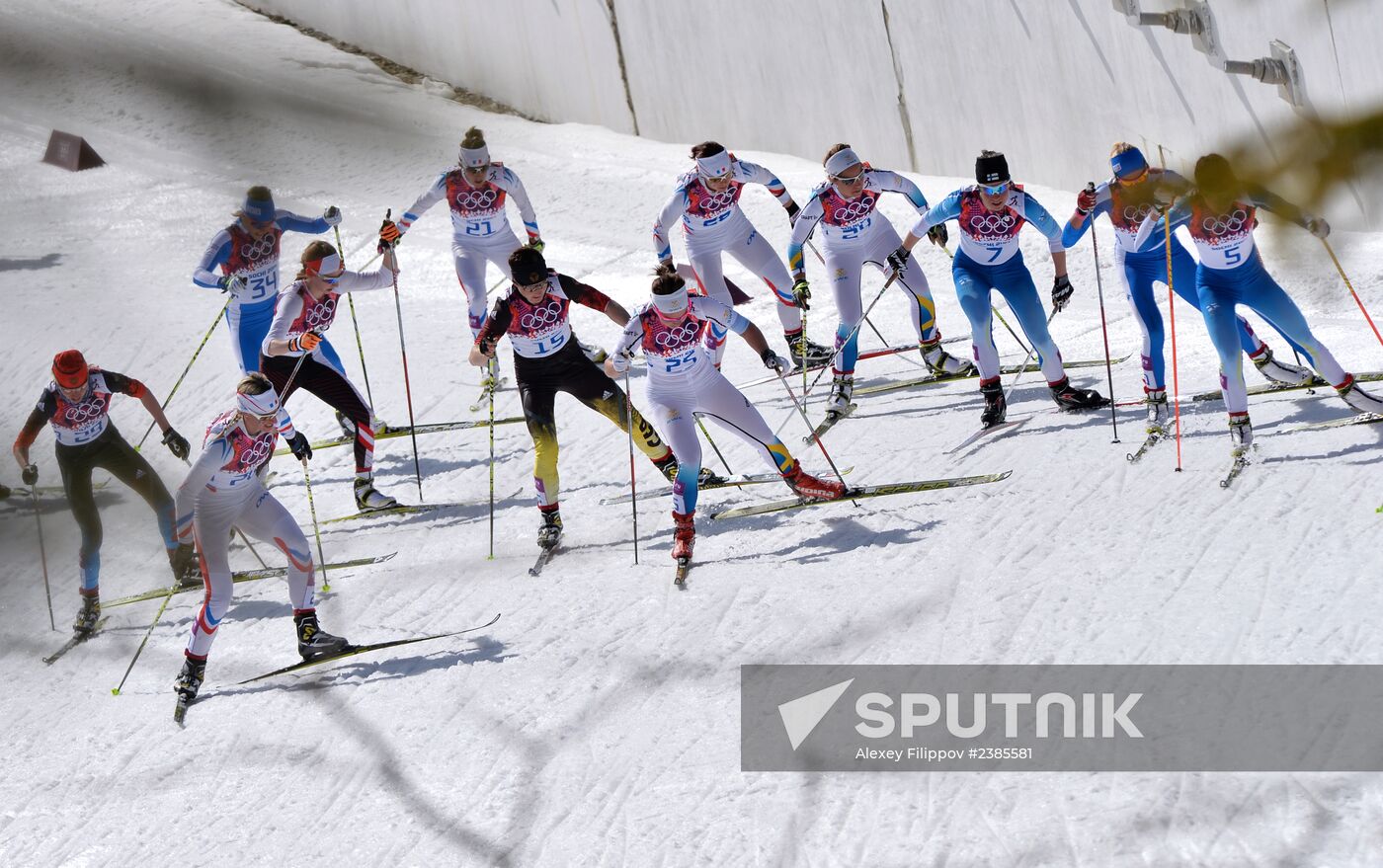 2014 Winter Olympics. Cross-country skiing. Women. Mass start race