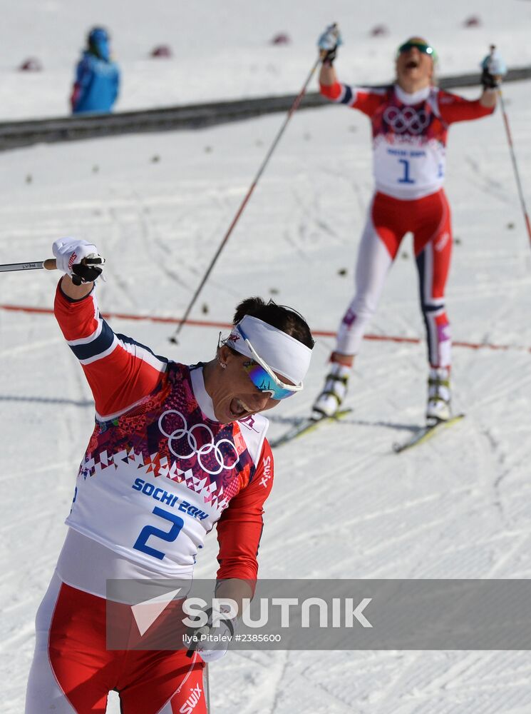 2014 Winter Olympics. Cross-country skiing. Women. Mass start race