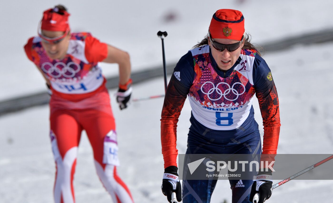 2014 Winter Olympics. Cross-country skiing. Women. Mass start race