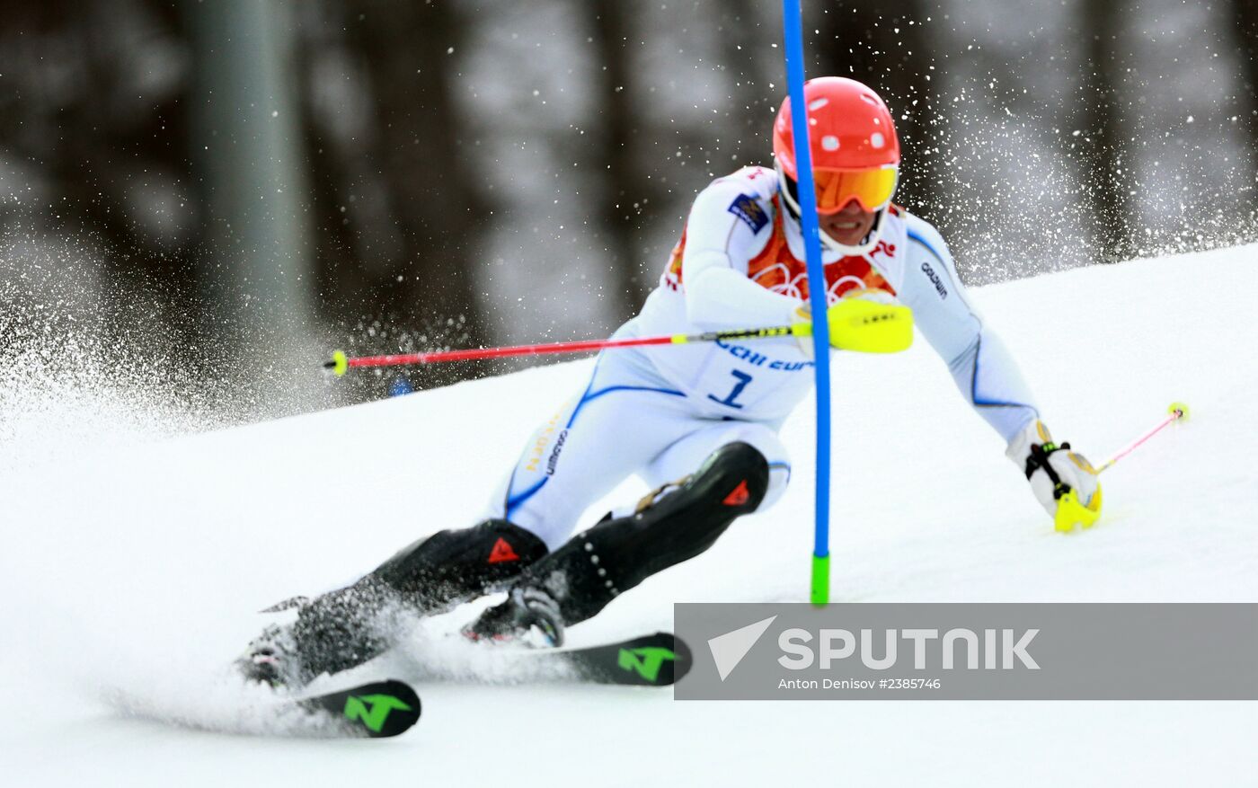 2014 Winter Olympics. Alpine skiing. Men. Slalom