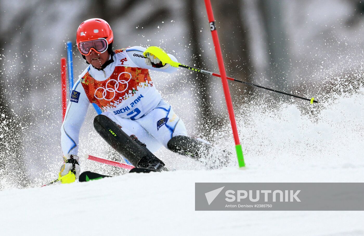 2014 Winter Olympics. Alpine skiing. Men. Slalom