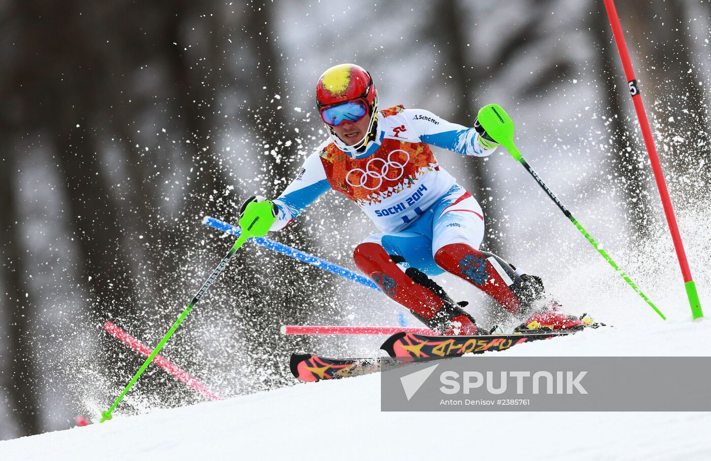 2014 Winter Olympics. Alpine skiing. Men. Slalom