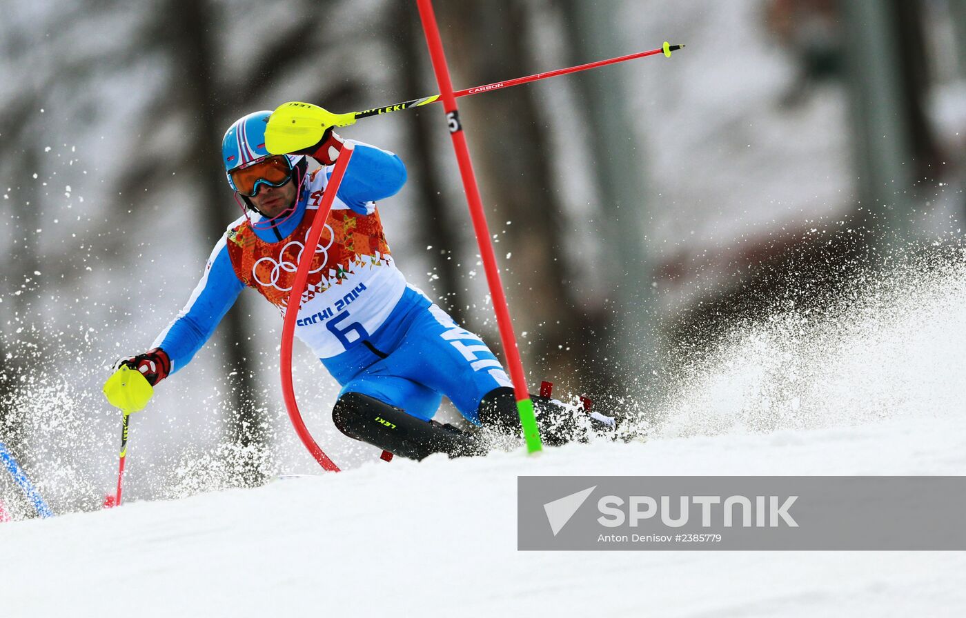 2014 Winter Olympics. Alpine skiing. Men. Slalom
