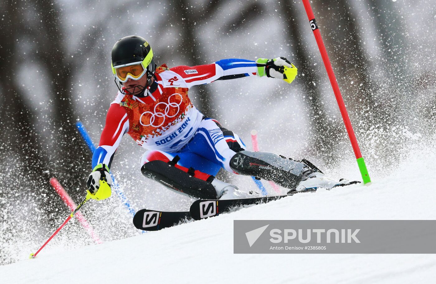 2014 Winter Olympics. Alpine skiing. Men. Slalom