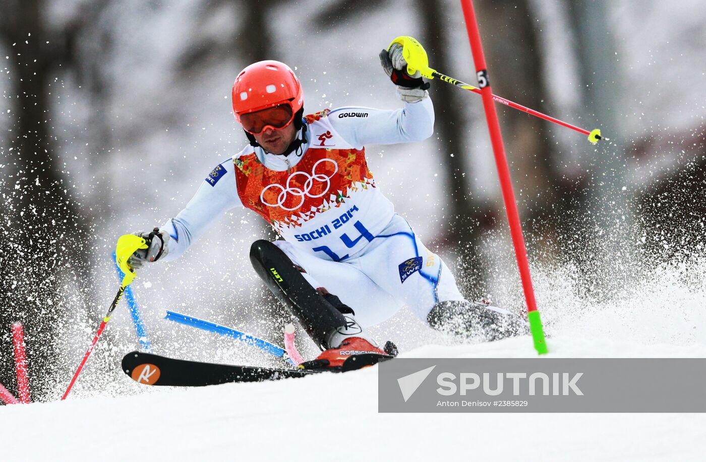 2014 Winter Olympics. Alpine skiing. Men. Slalom