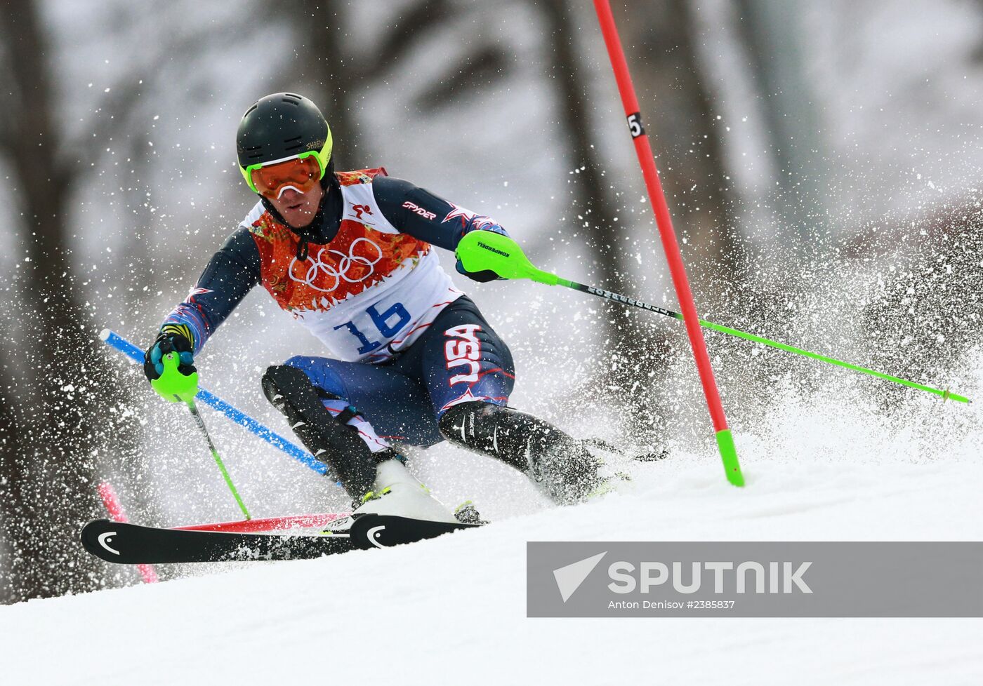 2014 Winter Olympics. Alpine skiing. Men. Slalom