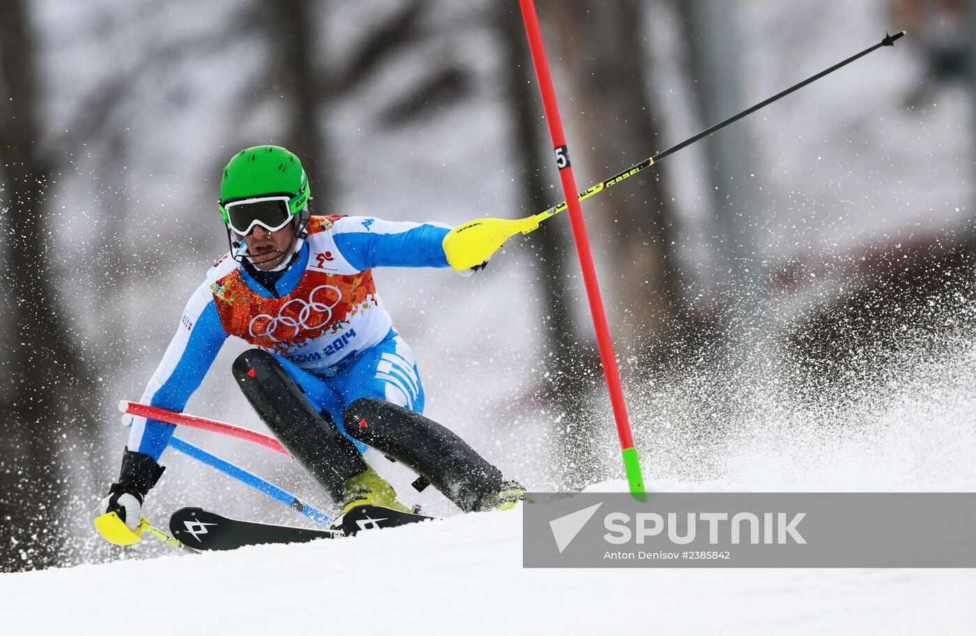 2014 Winter Olympics. Alpine skiing. Men. Slalom
