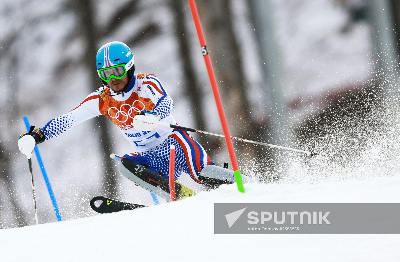 2014 Winter Olympics. Alpine skiing. Men. Slalom