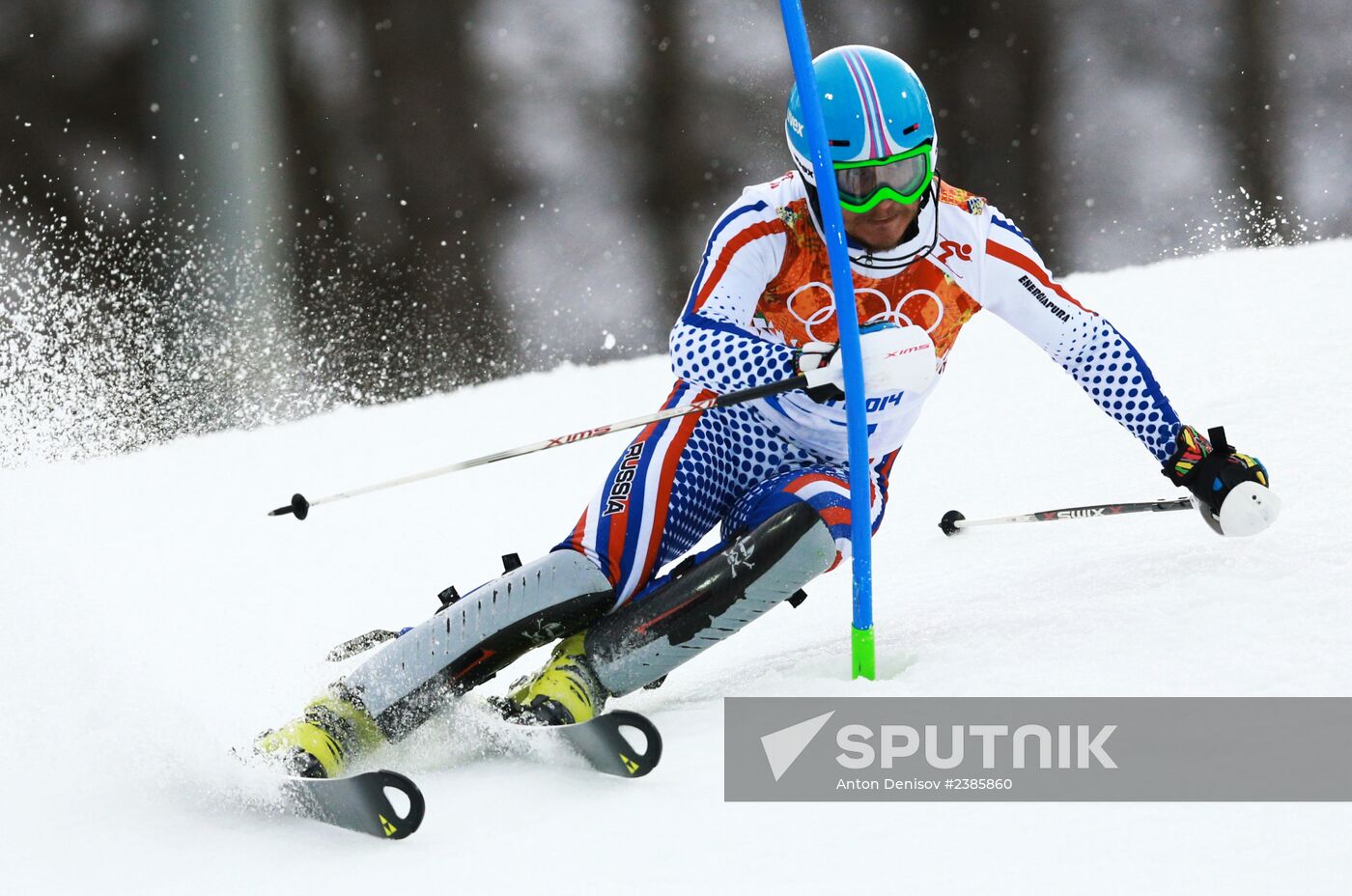 2014 Winter Olympics. Alpine skiing. Men. Slalom