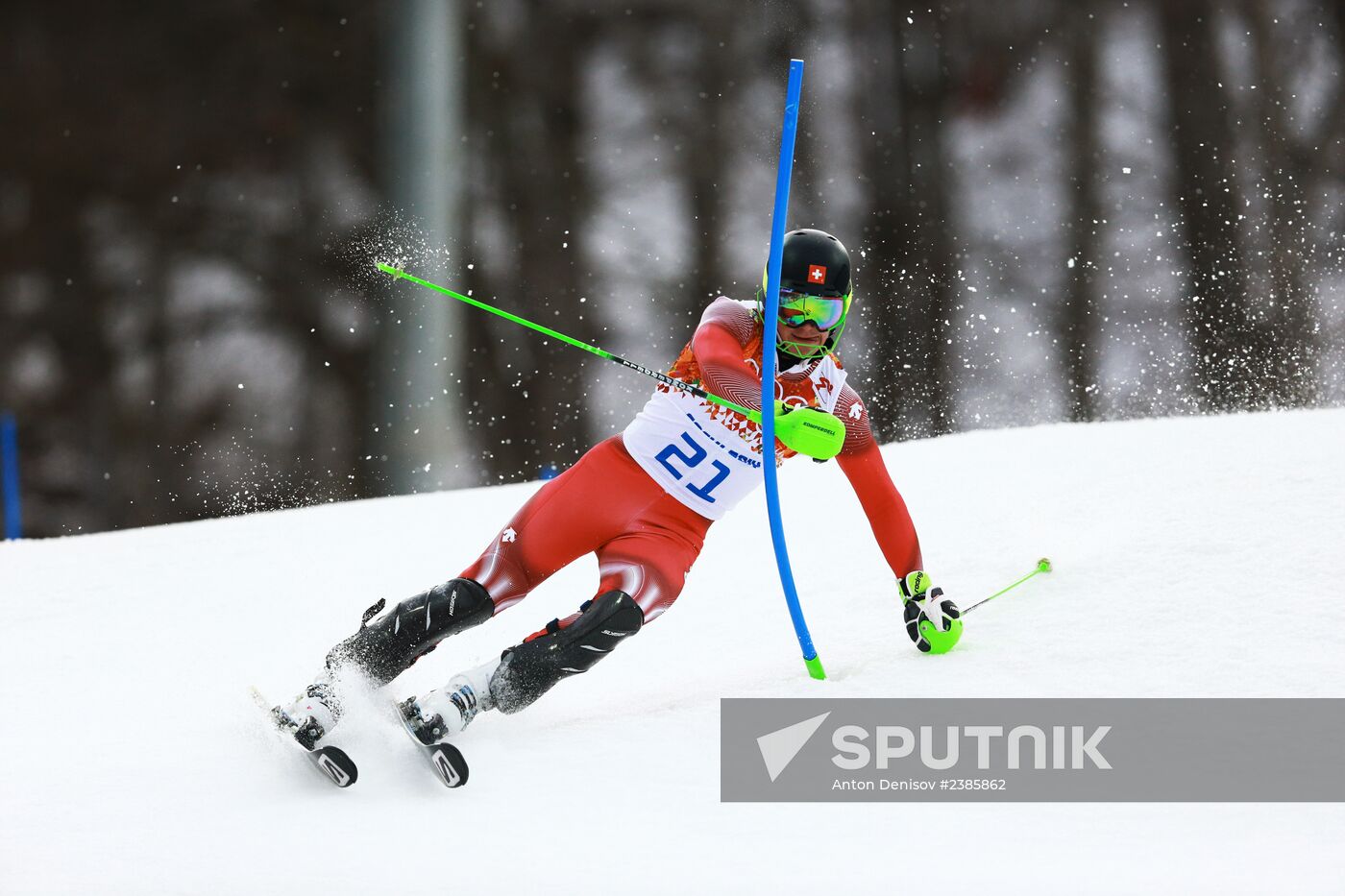 2014 Winter Olympics. Alpine skiing. Men. Slalom
