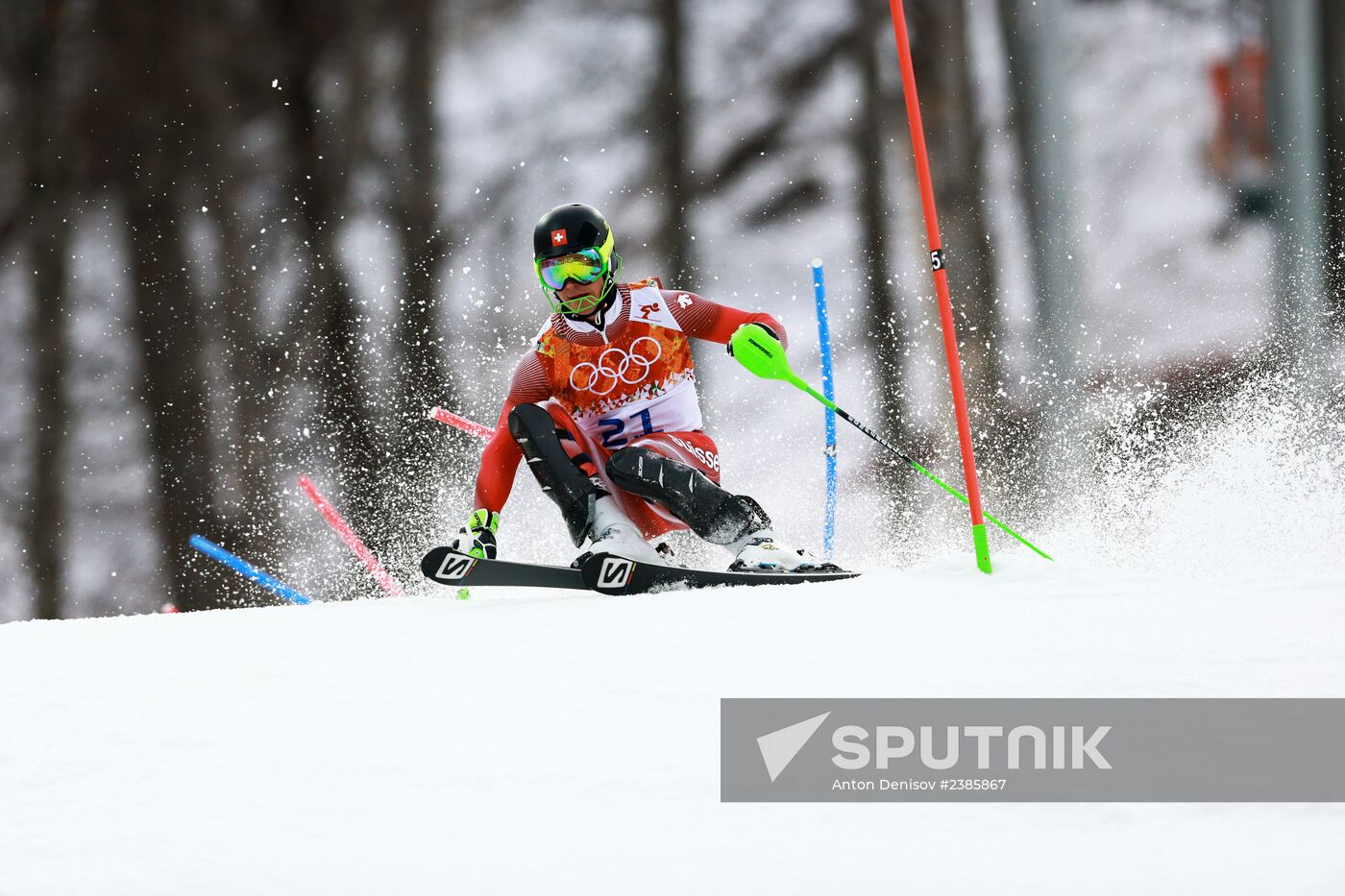 2014 Winter Olympics. Alpine skiing. Men. Slalom
