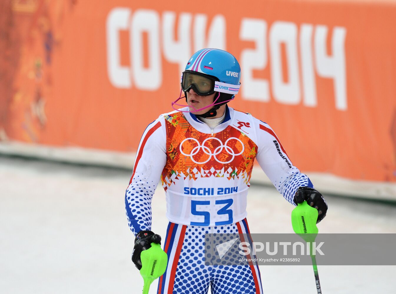 2014 Winter Olympics. Alpine skiing. Men. Slalom