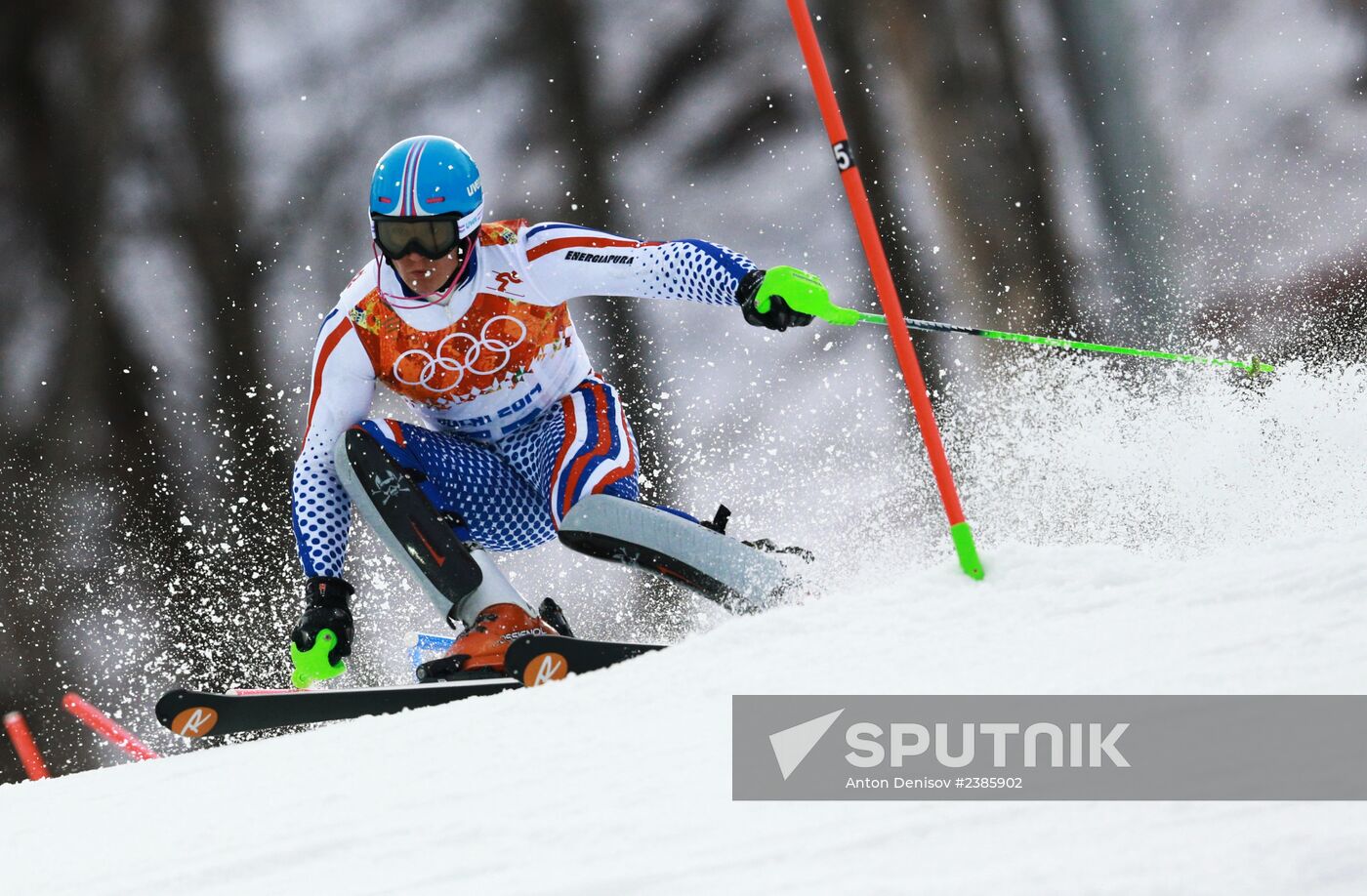 2014 Winter Olympics. Alpine skiing. Men. Slalom