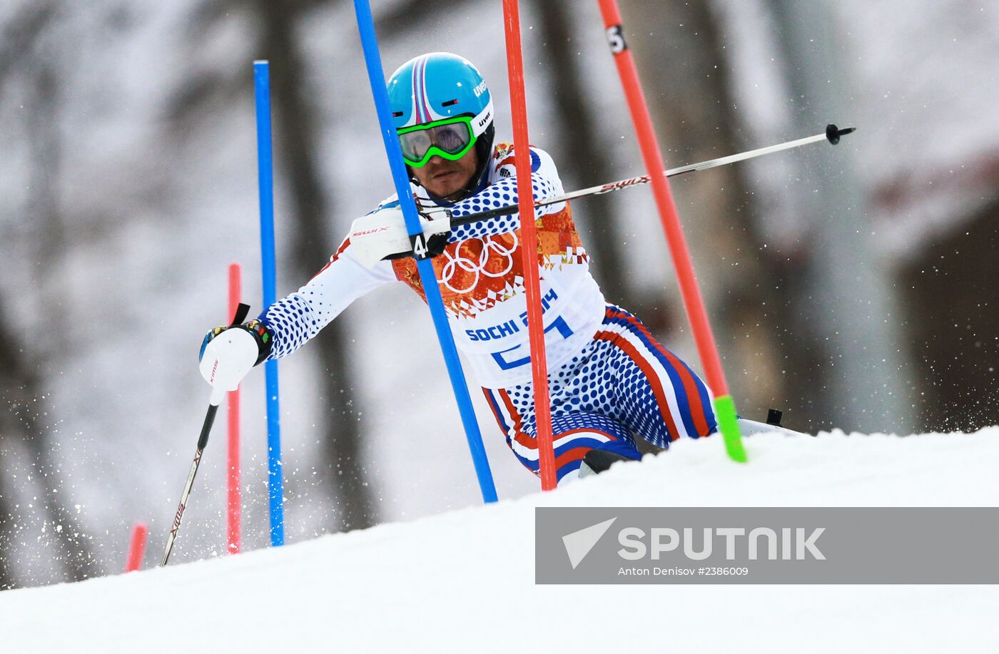 2014 Winter Olympics. Alpine skiing. Men. Slalom